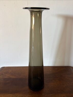 VINTAGE IKEA - Smoked Gray Tall Glass Vase - 16”